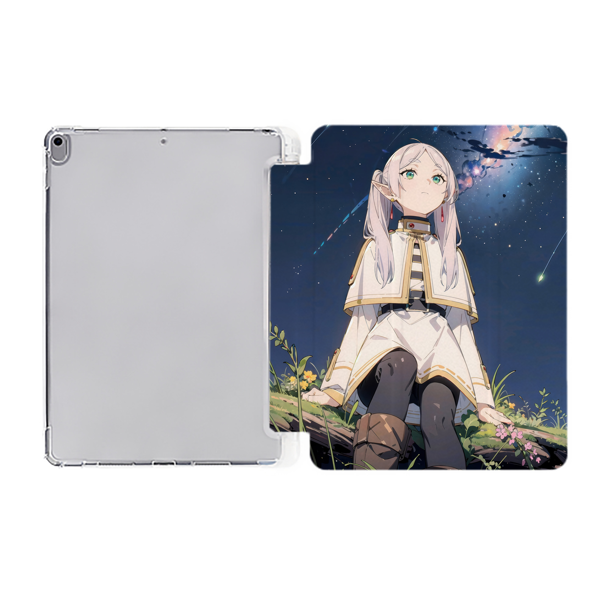 （画像用） 葬送のフリーレン Frieren IPad ケース ペン収納付き 三つ折りスタンド PUレザー×シリコン 対応機種9.5/10.5/10.9インチ